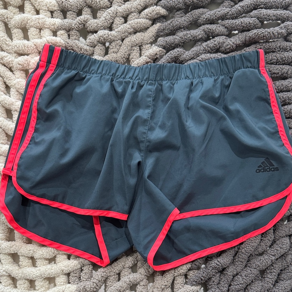 Adidas Women’s Running Shorts M 3” Aeroready Gray/Pink Athletic Gym Shorts